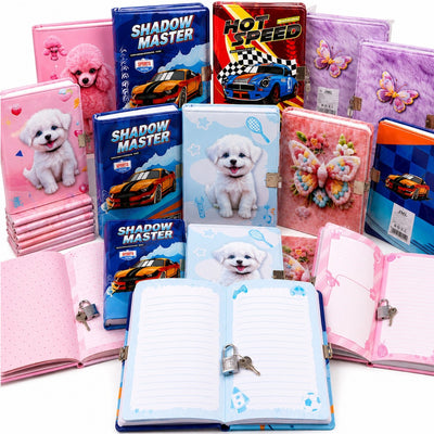 Agenda cu Lacat 21×16cm, Caiet Dictando cu Copertă din Piele Sintetică PU, Diferite Modele Engros