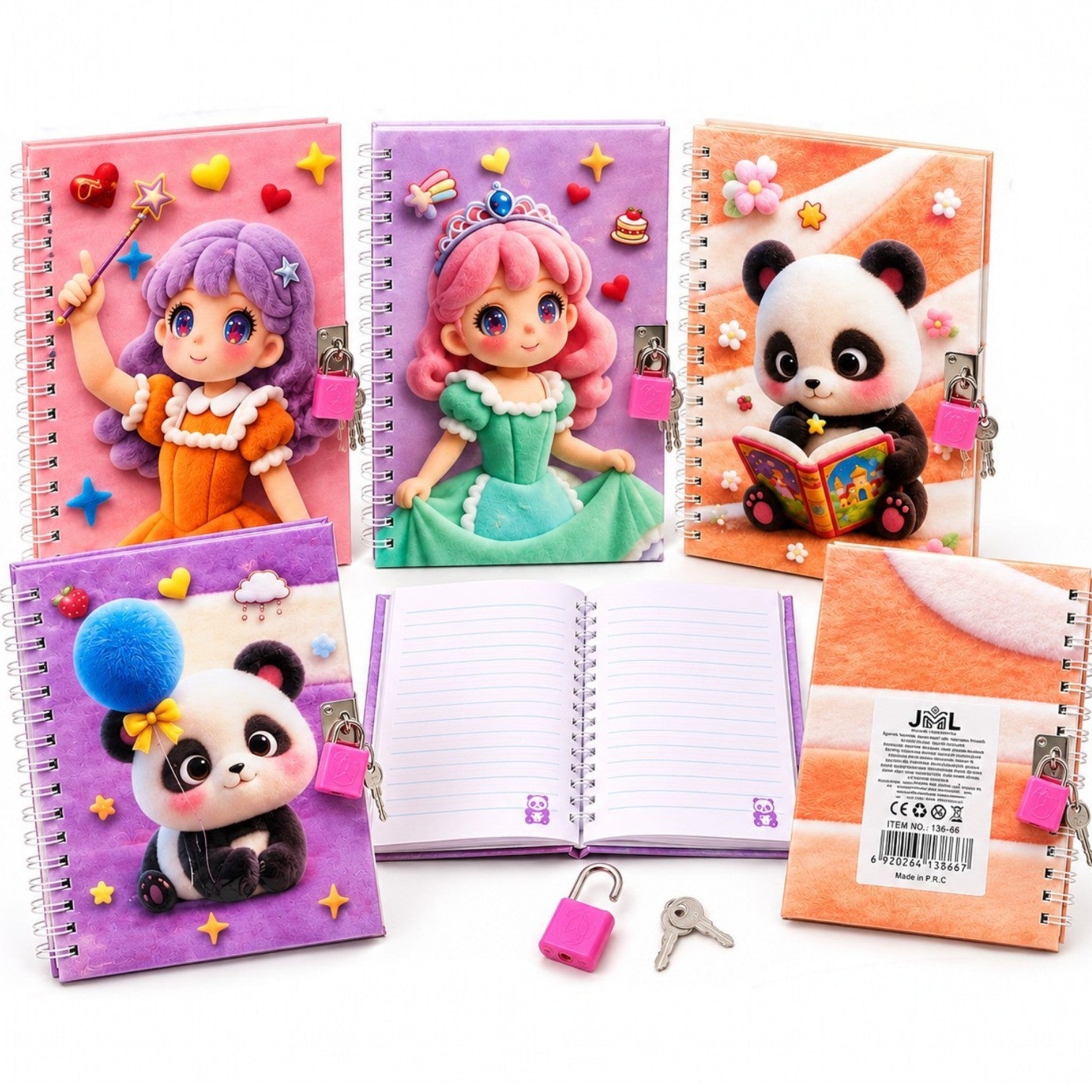 Agenda cu Lacat 18×13cm, Caiet Dictando, Copertă 3D pentru Copii, Diferite Modele Engros