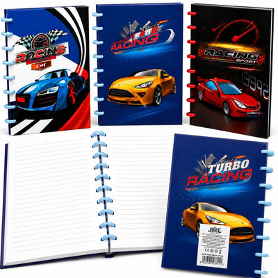 Carnet A5 cu Sistem de Discuri 21×16cm, Copertă Lucioasă Racing, Caiet Dictando, Diferite Modele Engros
