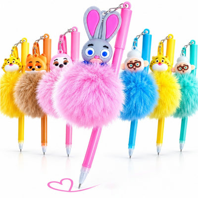 Pix cu Gel Albastru 30/set, cu Figurină și Puf Decorativ, 14cm Diferite Modele și Culori, Engros