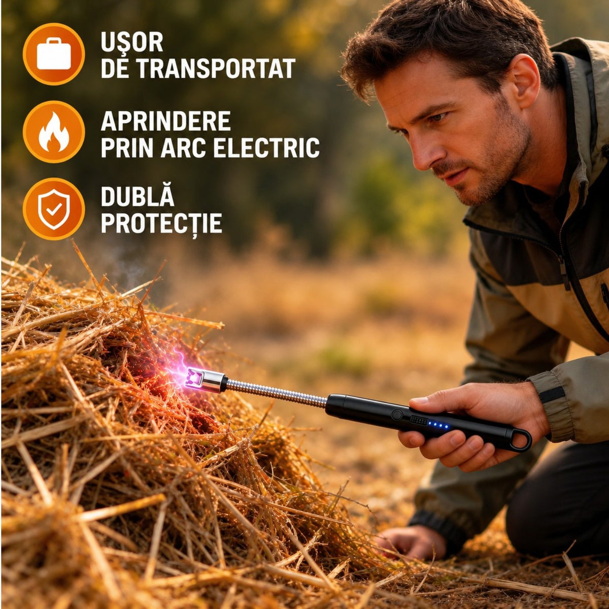 Bricheta Electrica cu Arc 26cm, Gat Flexibil 360°, Reincarcabila USB, Diferite Culori Engros