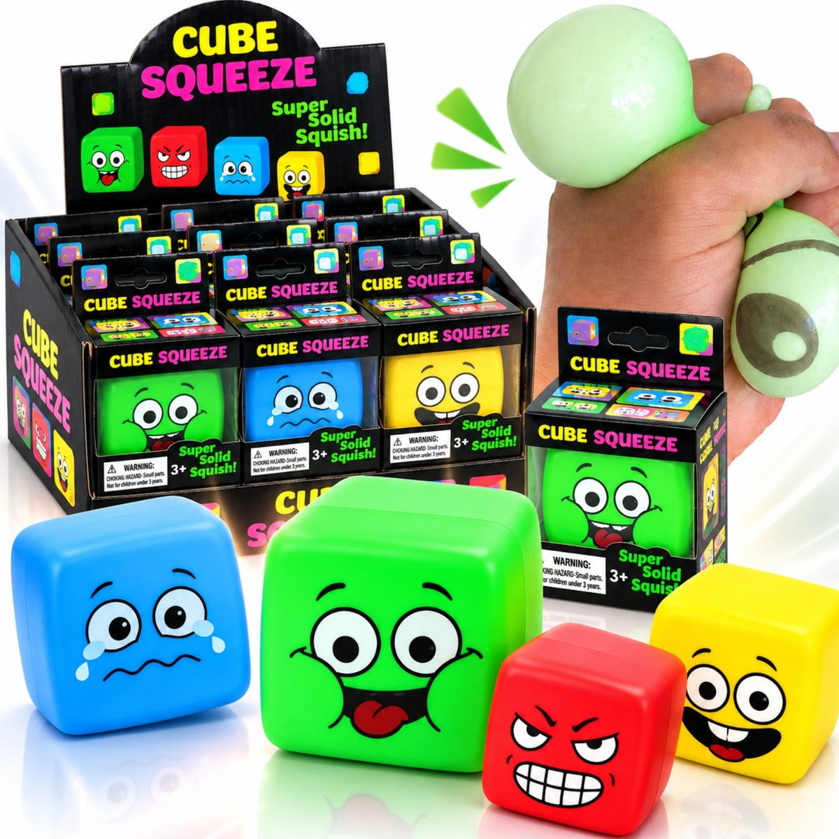 Cub Antistres 12/set, Squishy 5.5cm cu Spuma in Interior, Diferite Modele si Culori Engros