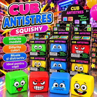 Cub Antistres Squishy 5.5cm cu Spuma in Interior, Diferite Modele si Culori Engros