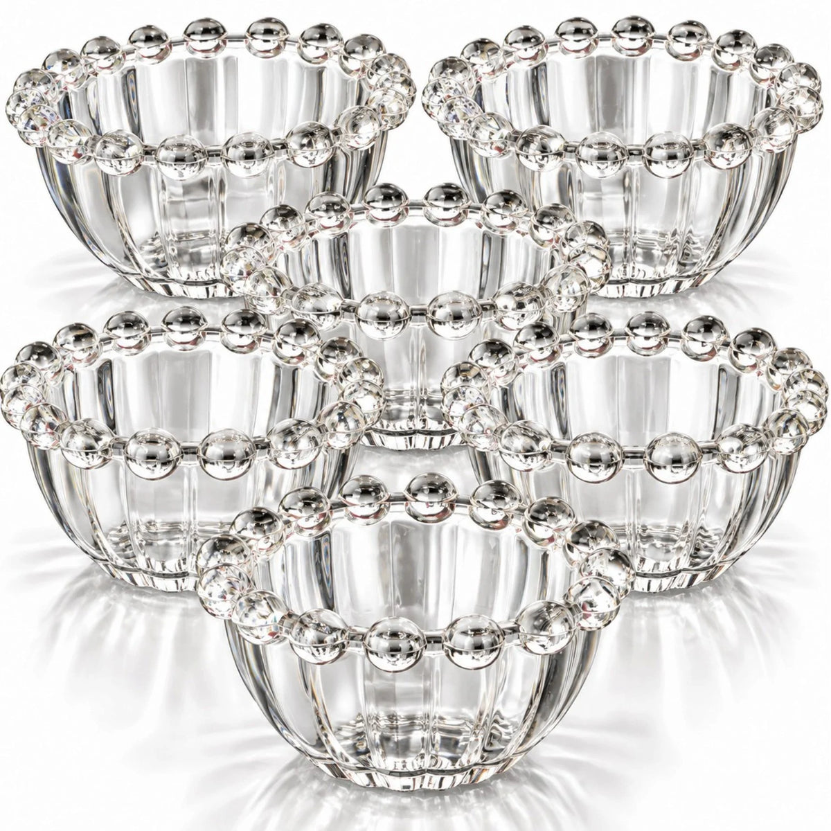 Bol din Sticla 6/Set, Model Bubbles, 12x6.5cm, Transparent Engros