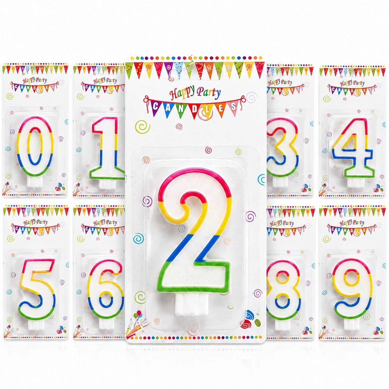 Lumanare Aniversara Cifrele de la 0-9, Multicolora cu Sclipici, pentru Tort Engros