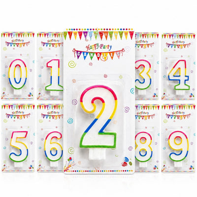 Lumanare Aniversara Cifrele de la 0-9, Multicolora cu Sclipici, pentru Tort Engros