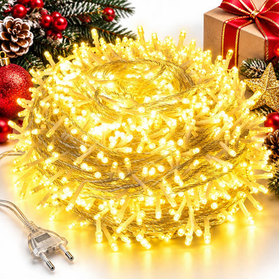 Instalatie LED 8m cu 60 MicroLED-uri, Fir Transparent, Lumina Alb Cald, Jocuri de Lumini si Efect Flash, pentru Craciun Engros