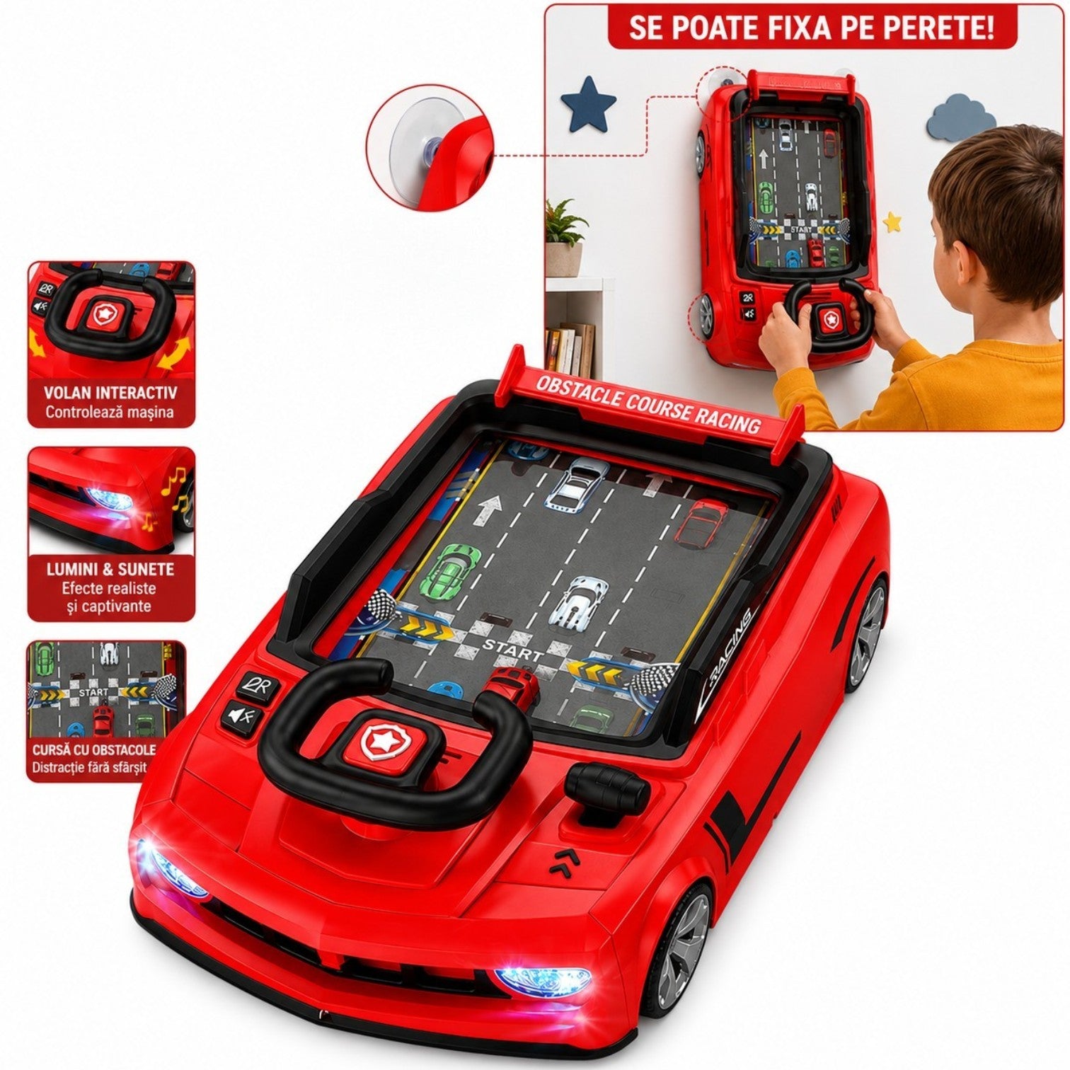 Simulator Auto Interactiv 39.3x24x13.9cm, Masina de Curse cu Volan, Pista, Lumini si Sunete Engros