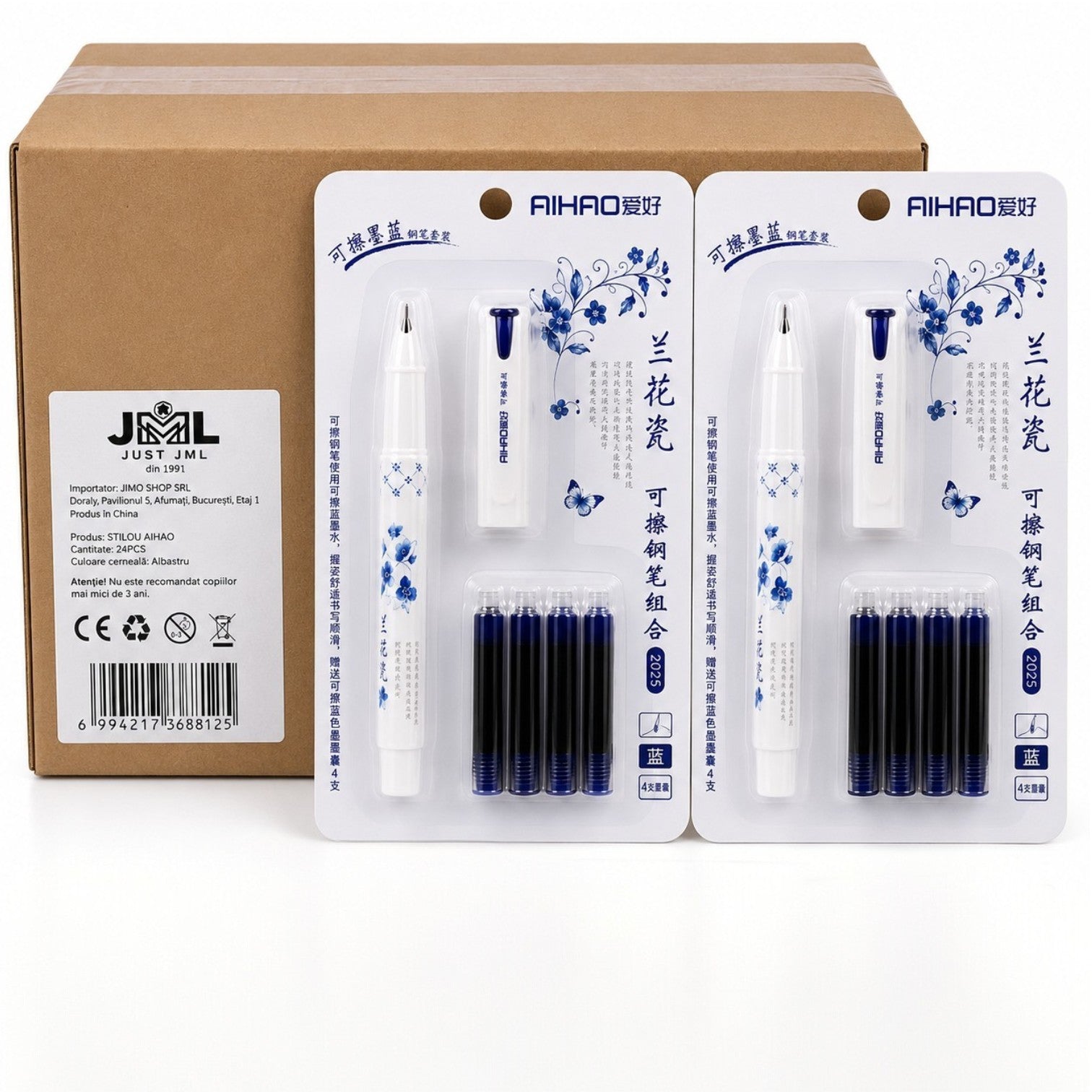 Stilou AIHAO cu Peniță Subțire, 24/set 4 Rezerve cu Cerneală Albastră Incluse Engros