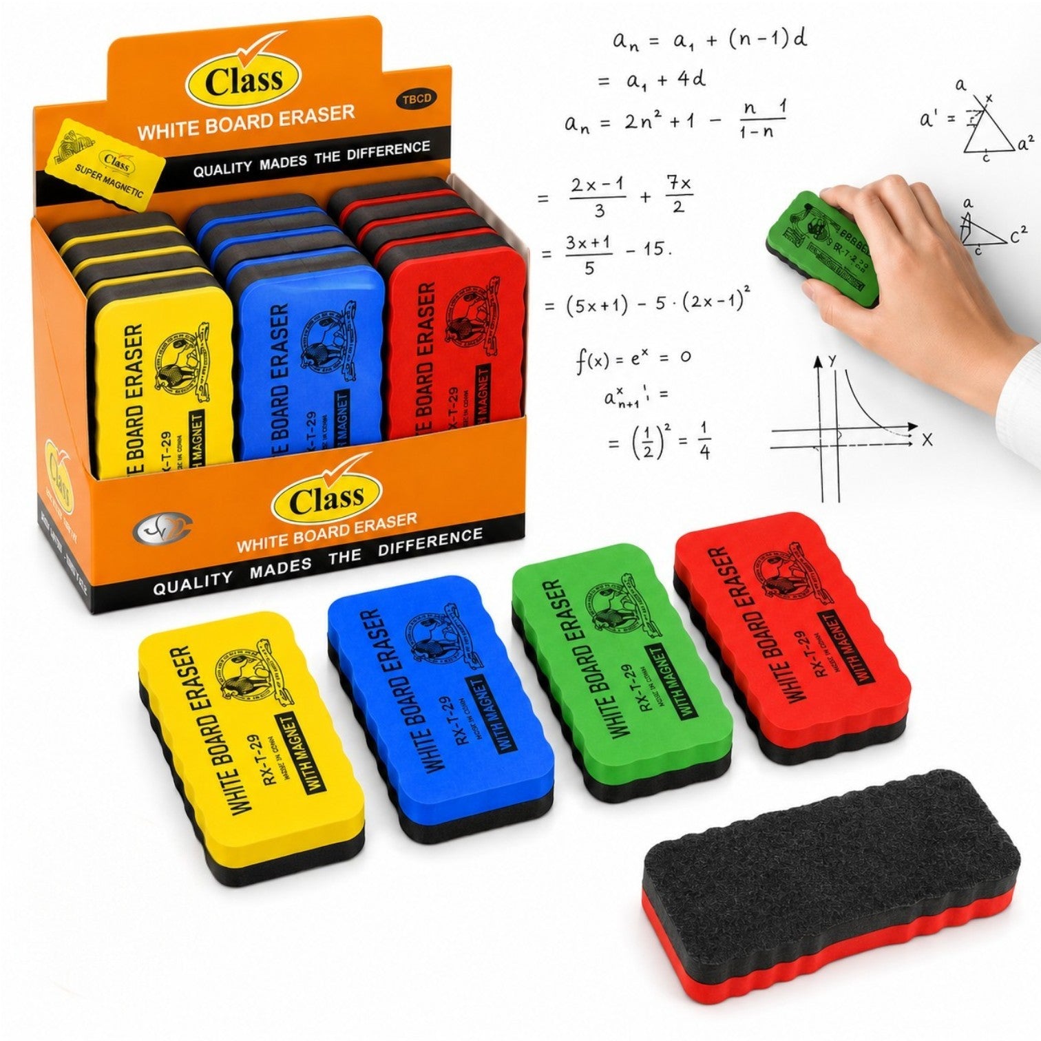 Burete 12/set de Sters Tabla Magnetica,10x6cm Diferite Culori Engros