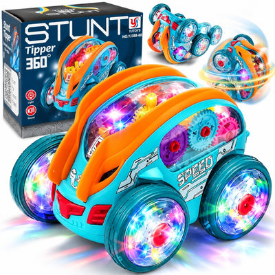 Masinuta Cascadorii Stunt Tipper 360°, 15.7x12x11.7cm. cu Lumini LED, Sunete, Rotire si Miscare Automata Engros