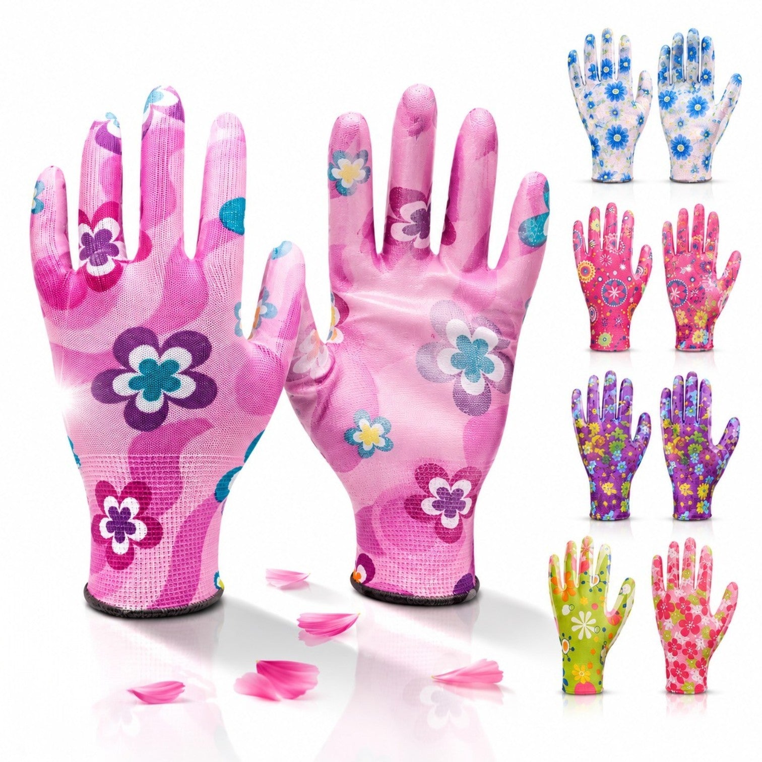 Manusi pentru Gradinarit 12/set fara Eticheta, Model Floral, Diferite Culori Engros