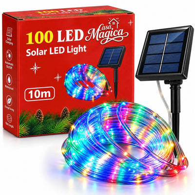 Instalatie Solara Tip Furtun 10m, 100 LED, Multicolor, cu Jocuri de Lumini si Efect Flash Engros