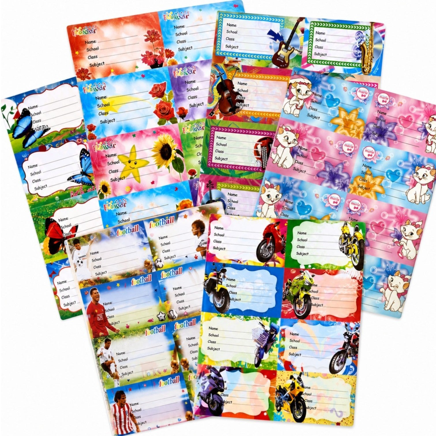 Etichete Scolare 26x18cm 10 Coli/set, pentru Fete si Baieti Diferite Modele Engros