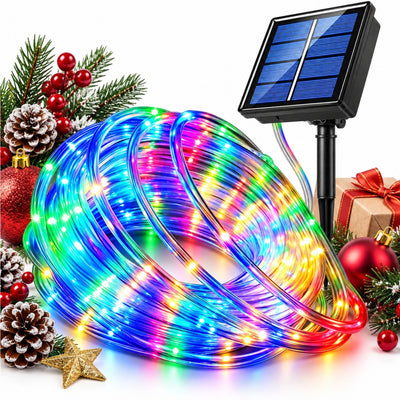 Instalatie Solara Tip Furtun 20m, 200 LED, Multicolor, cu Jocuri de Lumini si Efect Flash Engros