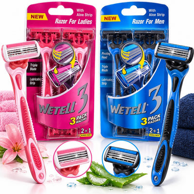 Aparate de Ras 3 Buc/Set, 3 Lame, Banda Lubrifianta cu Aloe Vera, pentru Femei si Barbati Engros