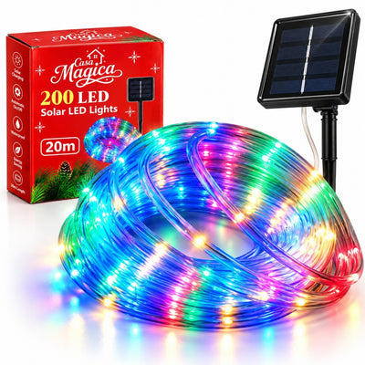 Instalatie Solara Tip Furtun 20m, 200 LED, Multicolor, cu Jocuri de Lumini si Efect Flash Engros