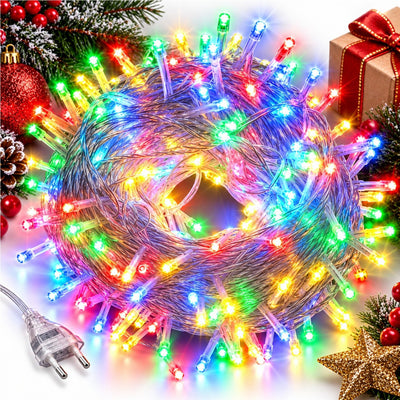 Instalatie LED 8m cu 60 MicroLED-uri, Fir Transparent, Lumina Multicolora, Jocuri de Lumini si Efect Flash, pentru Craciun Engros