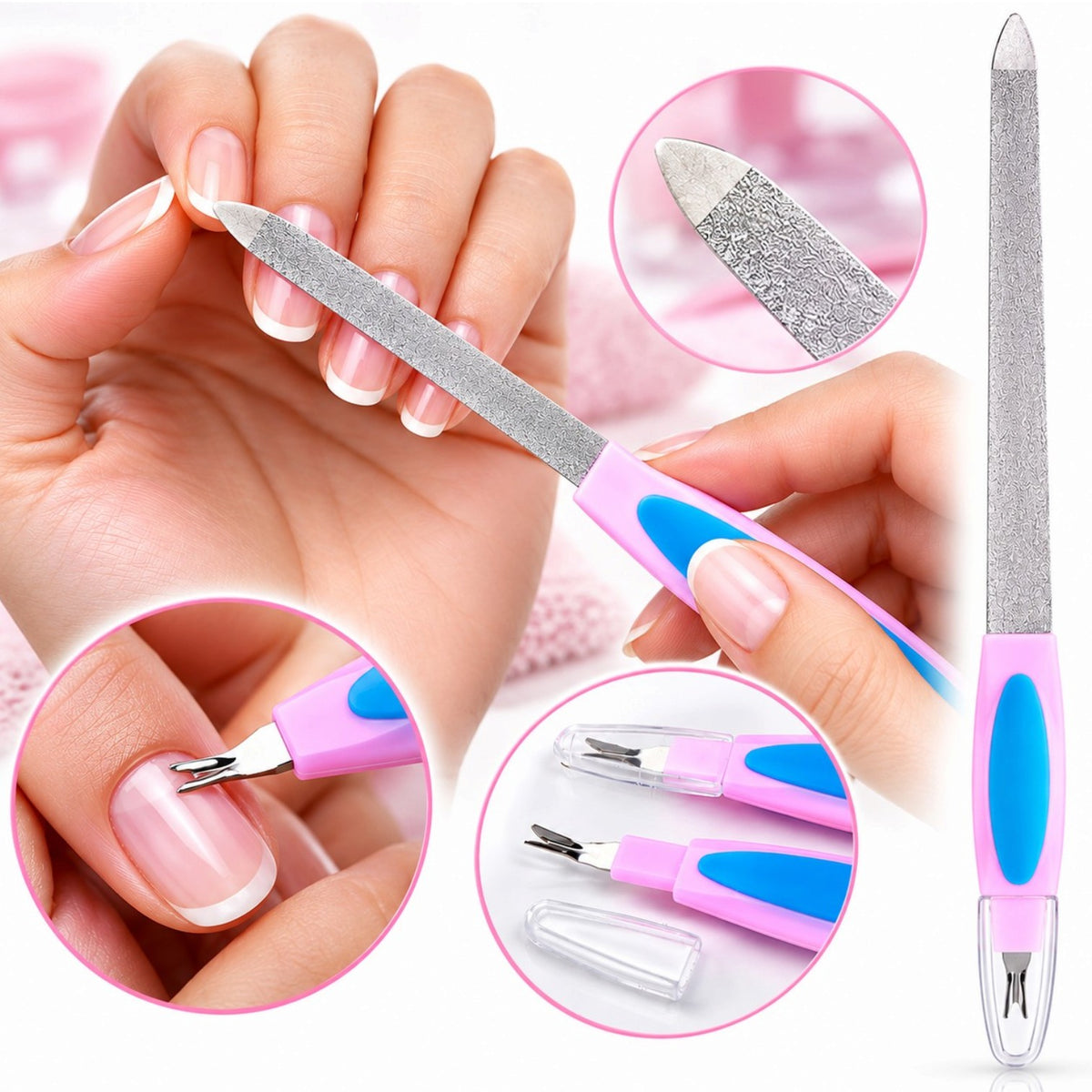 Pila pentru Unghii 24/Set, Chiureta cu Maner Colorat Engros