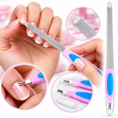 Pila pentru Unghii 24/Set, Chiureta cu Maner Colorat Engros