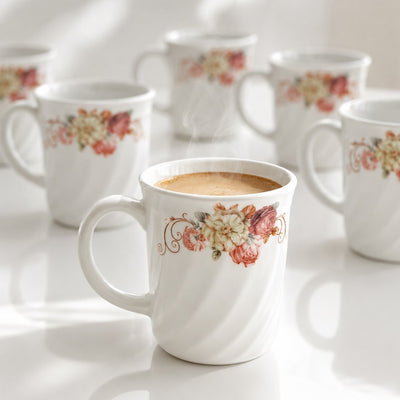 Cană din Opal 6/set, 9x8cm, Model Floral Engros