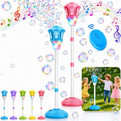 Aparat de Baloane de Săpun, Model de Lampă Stradală, cu Înălțime Reglabilă 51–119cm, Muzică, Lumini LED și Telecomandă, Diferite Culori Engros