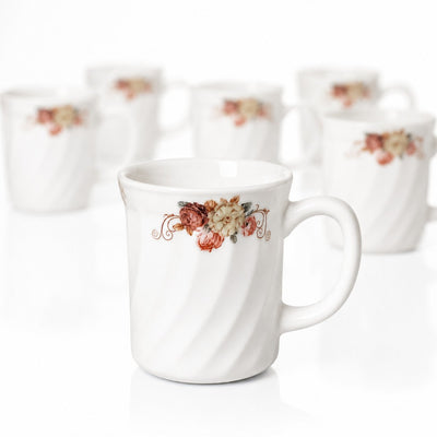 Cană din Opal 6/set, 9x8cm, Model Floral Engros