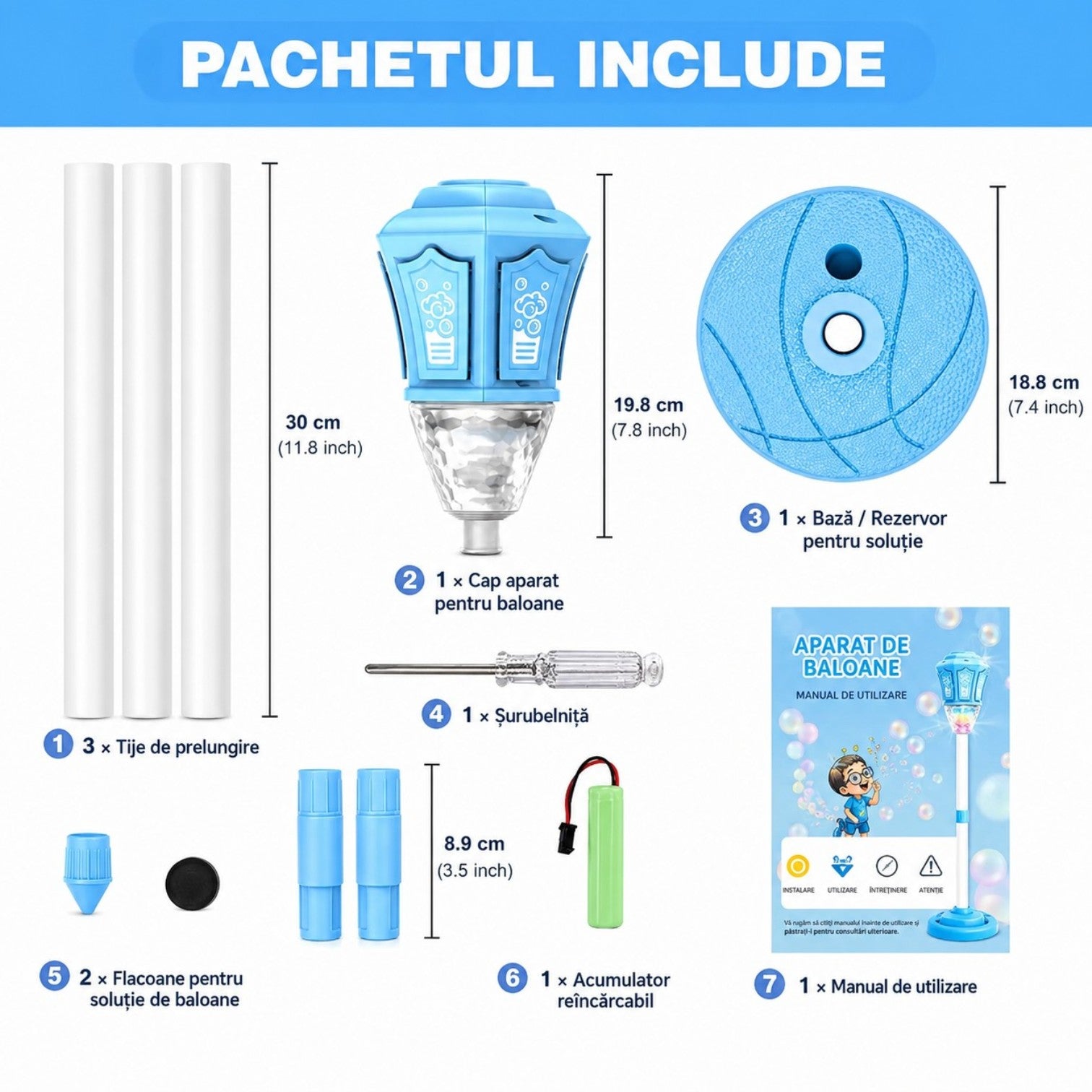 Aparat de Baloane de Săpun, Model de Lampă Stradală, cu Înălțime Reglabilă 51–119cm, Muzică, Lumini LED și Telecomandă, Diferite Culori Engros