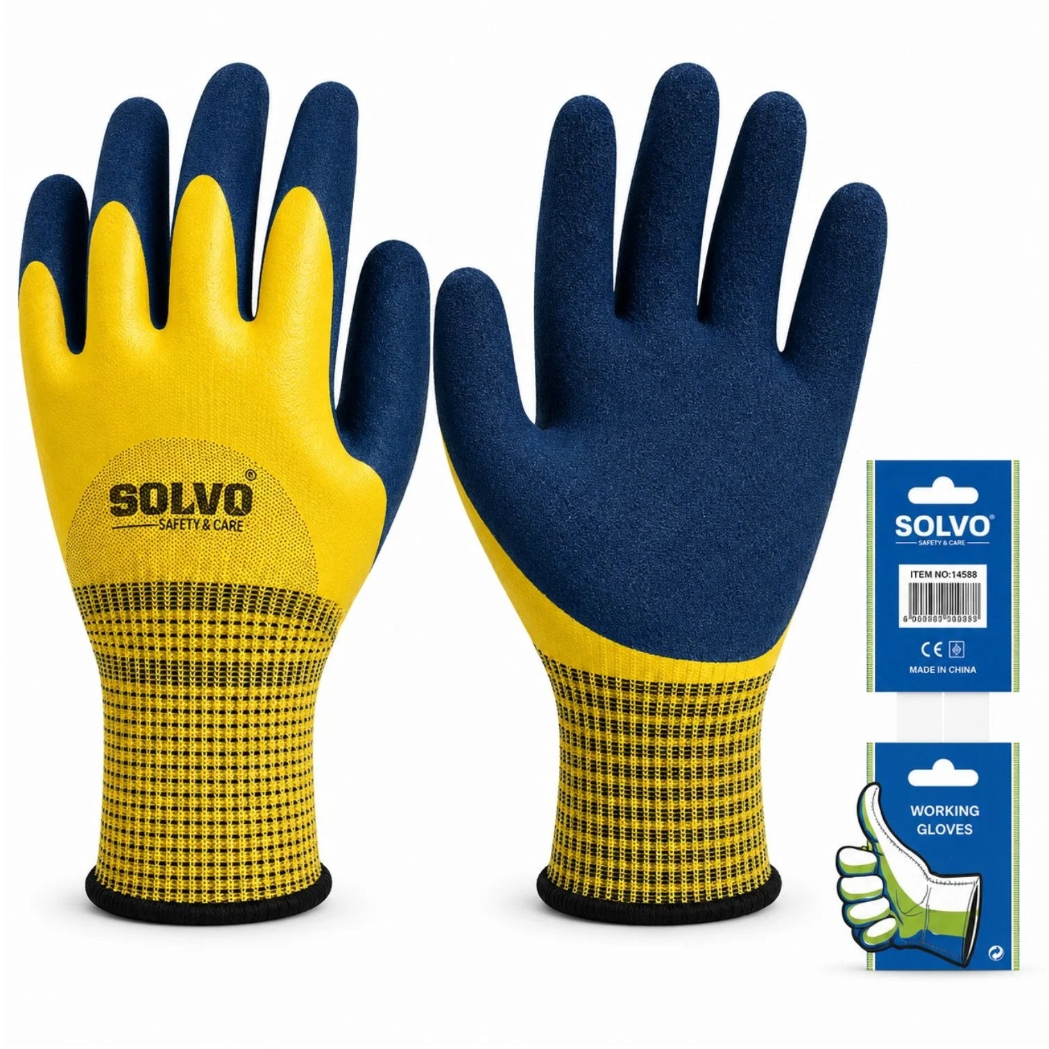 Manusi de Protectie Acoperite cu Latex 12/set, Impermeabile si Antiderapante, Model 10/XL, Galbene Engros