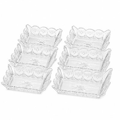 Platou din Sticlă 6/set, Model Cristal 12x8.5x3cm, Dreptunghiular Engros