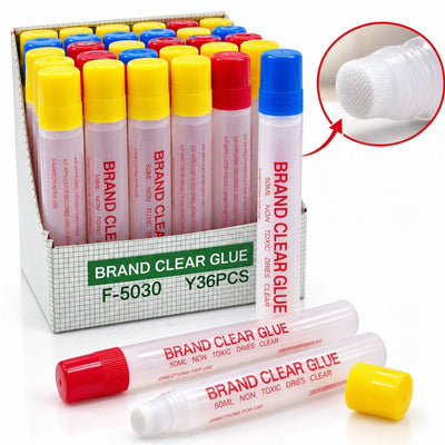 Lipici Lichid Transparent 50ml, cu Aplicator 36/set, Uscare Transparenta, Diferite Culori Engros