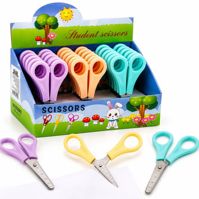 Foarfecă de Precizie 24/Set, cu Lamă din Inox Gradată 0–5cm, Vârf Rotunjit, 13.5cm, Diferite Culori Engros