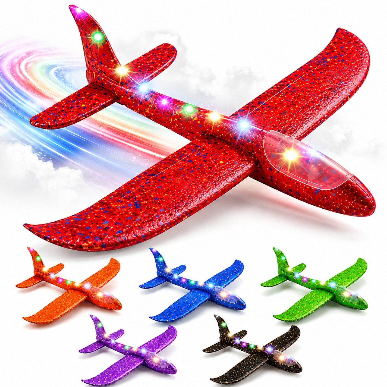 Avion Planor LED 48cm, din Spumă, Lumini Multicolore, Diferite Culori Engros