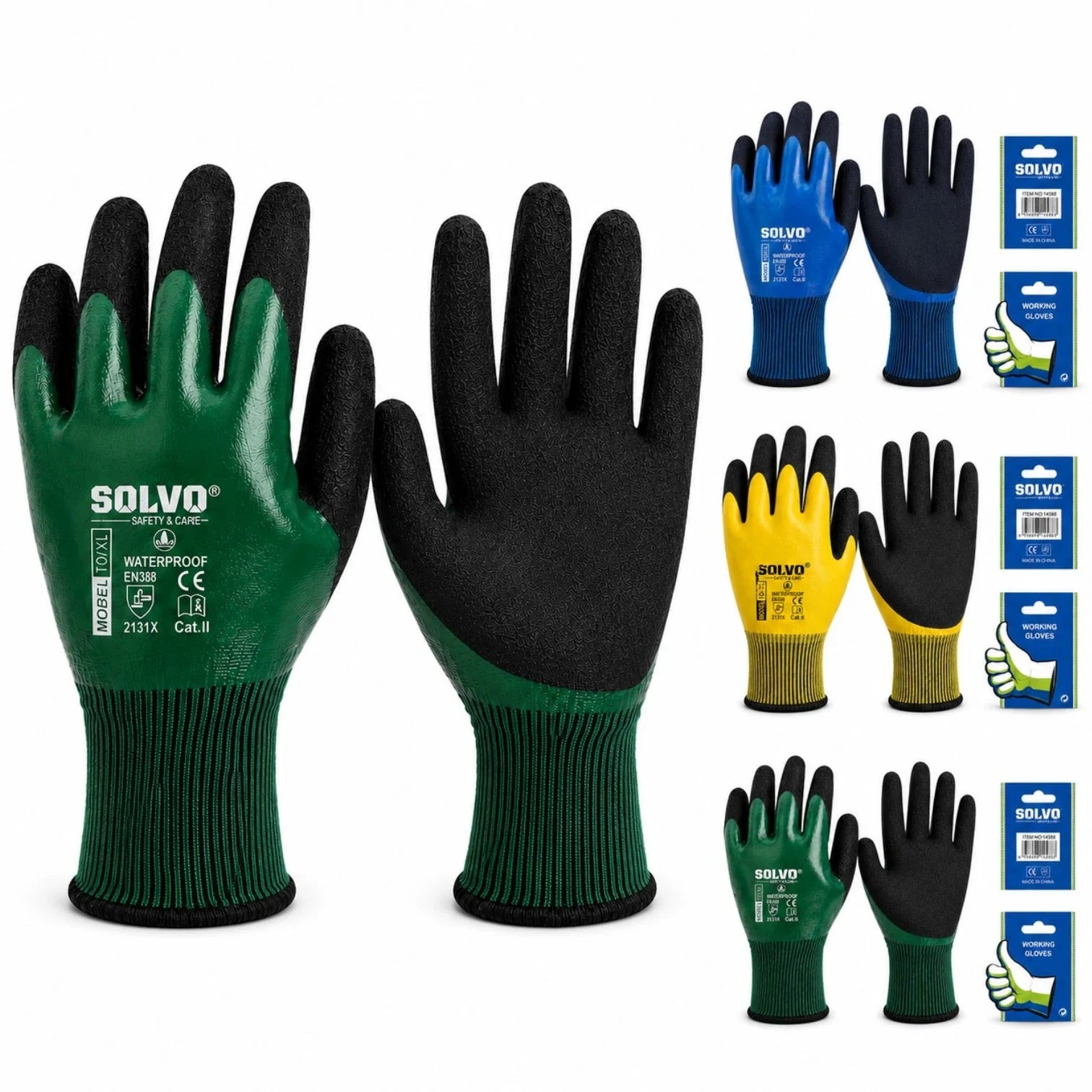 Manusi de Protectie Acoperite cu Latex 12/set, Impermeabile si Antiderapante, Model 10/XL, Diferite Culori Engros