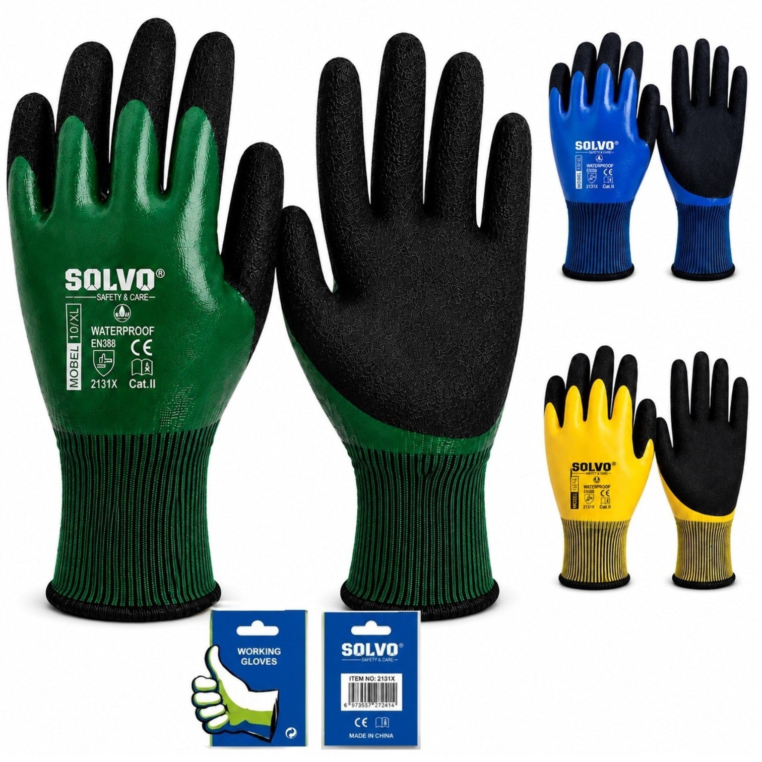 Manusi de Protectie Acoperite cu Latex 12/set, Impermeabile si Antiderapante, Model 10/XL, Diferite Culori Engros
