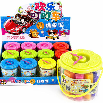 Plastilina pentru Copii 14 Culori, in Galetusa cu Capac Tip Ceas, 12 Seturi, Diferite Culori Engros