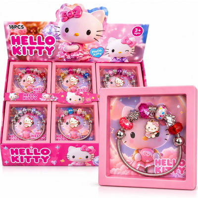 Bratara Stil Pandora 18/set, cu Margele Colorate si Pandantiv Hello Kitty, Diferite Modele Engros