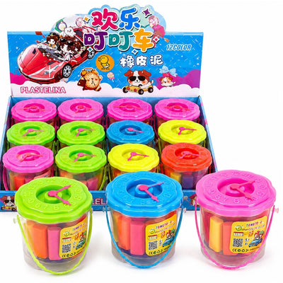 Plastilina pentru Copii 14 Culori, in Galetusa cu Capac Tip Ceas, 12 Seturi, Diferite Culori Engros