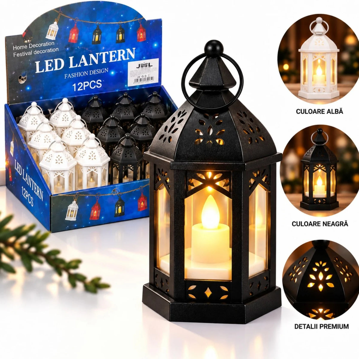 Felinar Decorativ LED 12.5x6cm, Lumina Alb Cald cu Efect de Flacara, Diferite Culori Engros