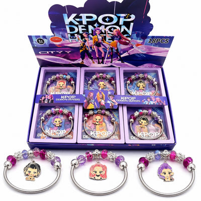 Bratara Stil Pandora 18/set, cu Margele Colorate si Pandantiv K-Pop Demon Hunters, Diferite Modele Engros
