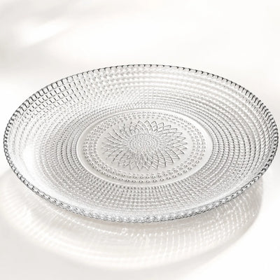 Platou din Sticlă 6/set, Transparent 27cm, Model Floral Engros