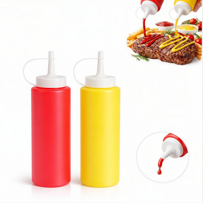 Sticle Dozatoare Sos 2/set, cu Capac și Duză 18.5cm, din Plastic Engros
