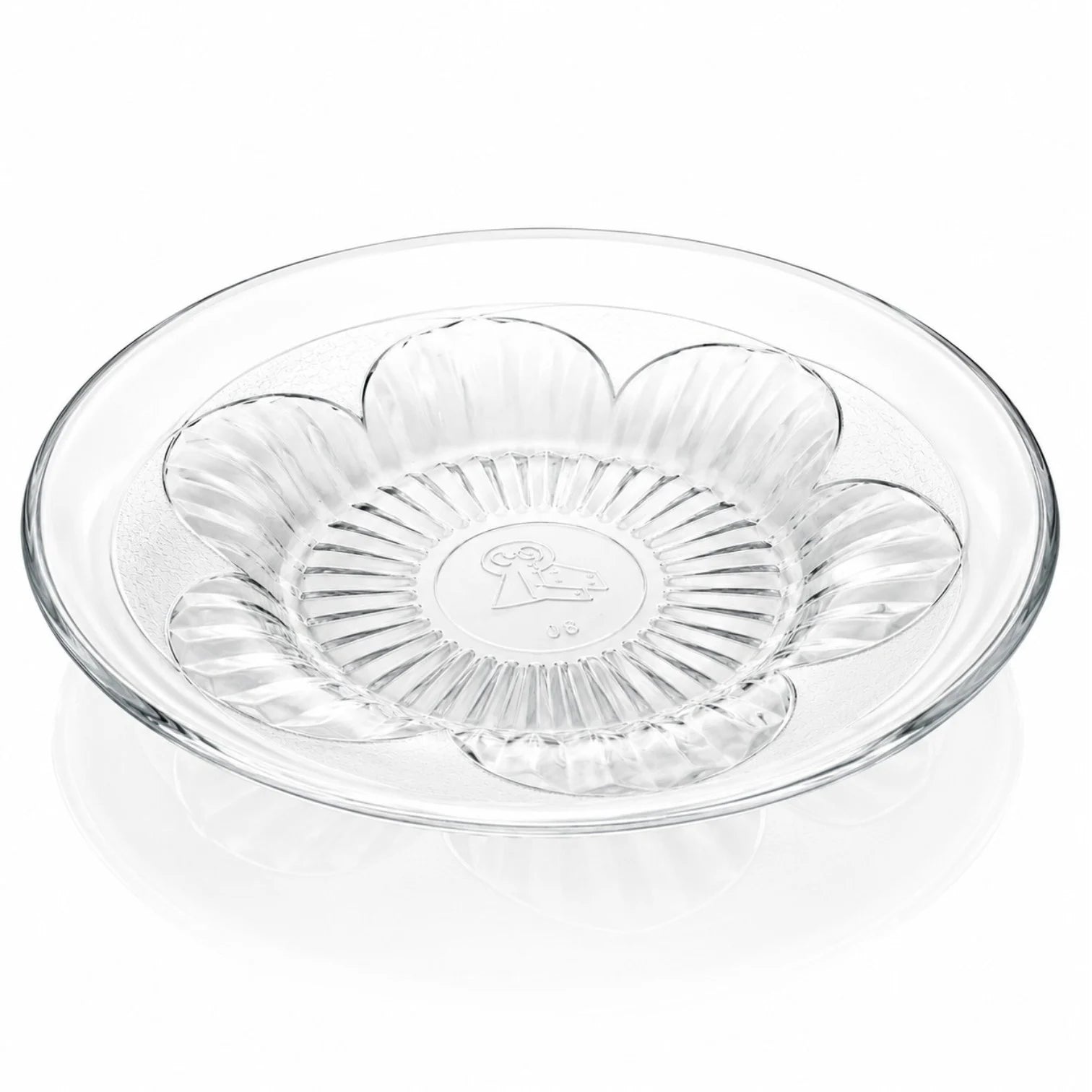 Farfurie Adâncă din Sticlă 6/set, Transparentă 23cm, Model Floral Engros