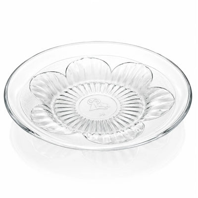 Farfurie Adâncă din Sticlă 6/set, Transparentă 23cm, Model Floral Engros