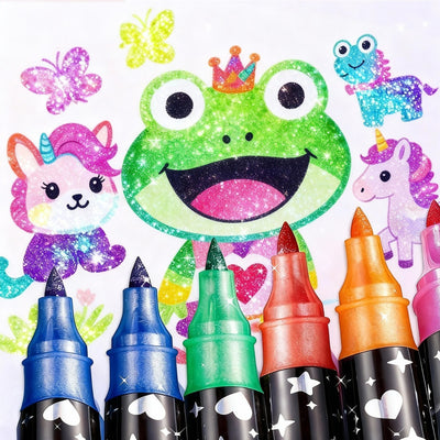 Markere Glitter 48/set, Două Vârfuri în Culori Diferite, 96 Culori Sclipitoare, Fin, în Cutie de Depozitare Engros