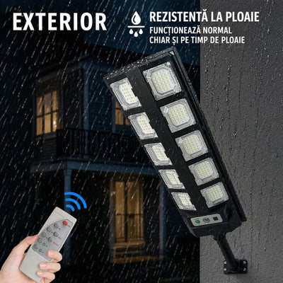 Lampă Solară Stradală BK260-10, 60cm, cu Panou Solar Integrat, 10 LED-uri Puternice, Telecomandă, Senzor de Lumină, Rezistentă la Apă Engros