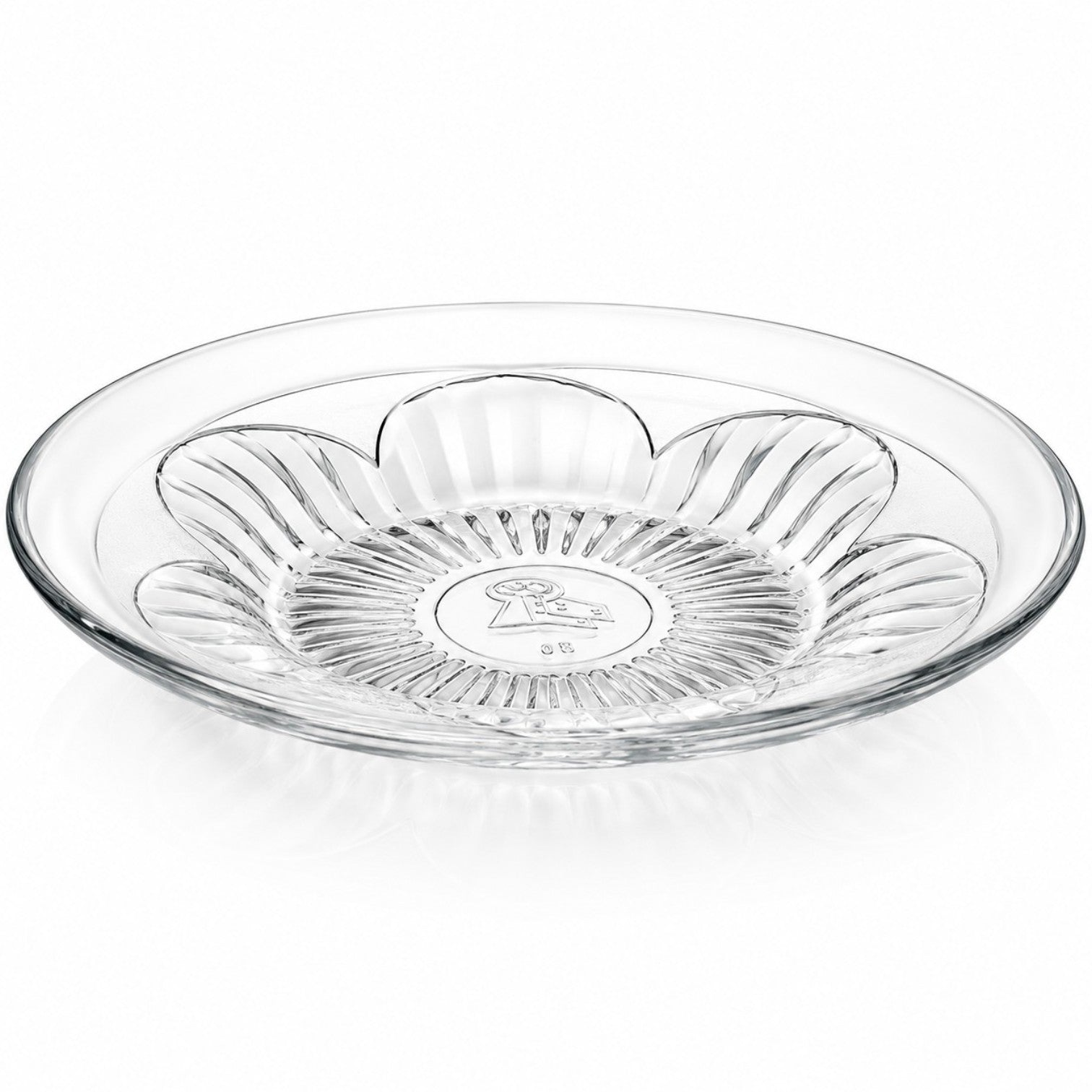 Farfurie Adâncă din Sticlă 6/set, Transparentă 23cm, Model Floral Engros