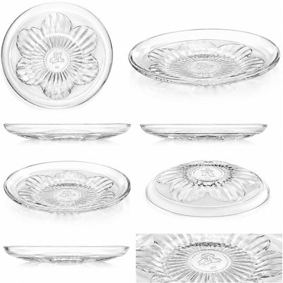 Farfurie Adâncă din Sticlă 6/set, Transparentă 23cm, Model Floral Engros