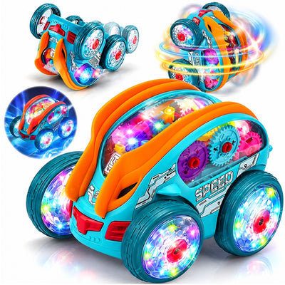 Masinuta Cascadorii Stunt Tipper 360°, 15.7x12x11.7cm. cu Lumini LED, Sunete, Rotire si Miscare Automata Engros