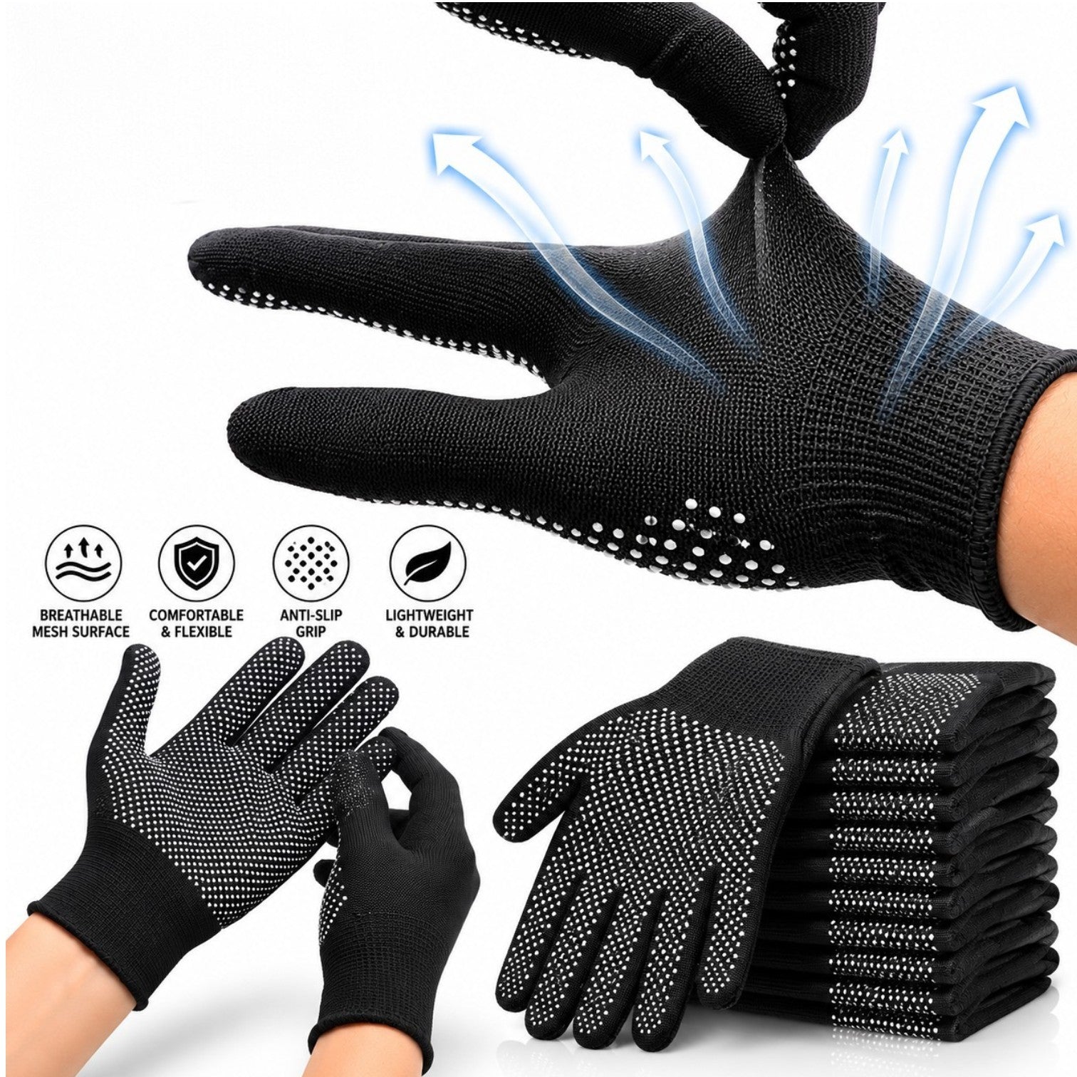 Mănuși de Grădină 12/set, Antiderapante, 22×15cm, Elastice Engros